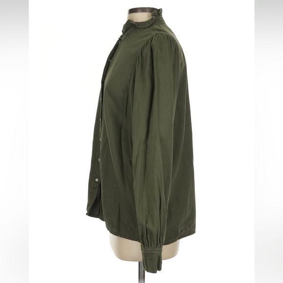 Ba&sh green button down axelle Green denim Lady shirt size 0 zero - Picture 12 of 15